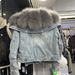 Clothing Winter New Large Collar Fox Denim Fur Jacket Women's Thick Lined Parka_voghion.com