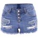 Dameskleding Hoge taille katoenen blauwe shorts gewassen slim lichte kleur Dames rechte denim shorts_voghion.com