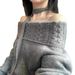 Maglione a spalle scoperte per donna coreano grigio autunno inverno alla moda versatile vestibilità ampia stile pigro bellissimo lavorato a maglia_voghion.com