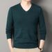 Men's autumn and winter new V-neck wool middle-aged thin style, versatile, long sleeved base knit sweater, top_voghion.com