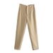 Women's trousers slimming solid color pleated micro-elastic formal straight pants casual pants_voghion.com