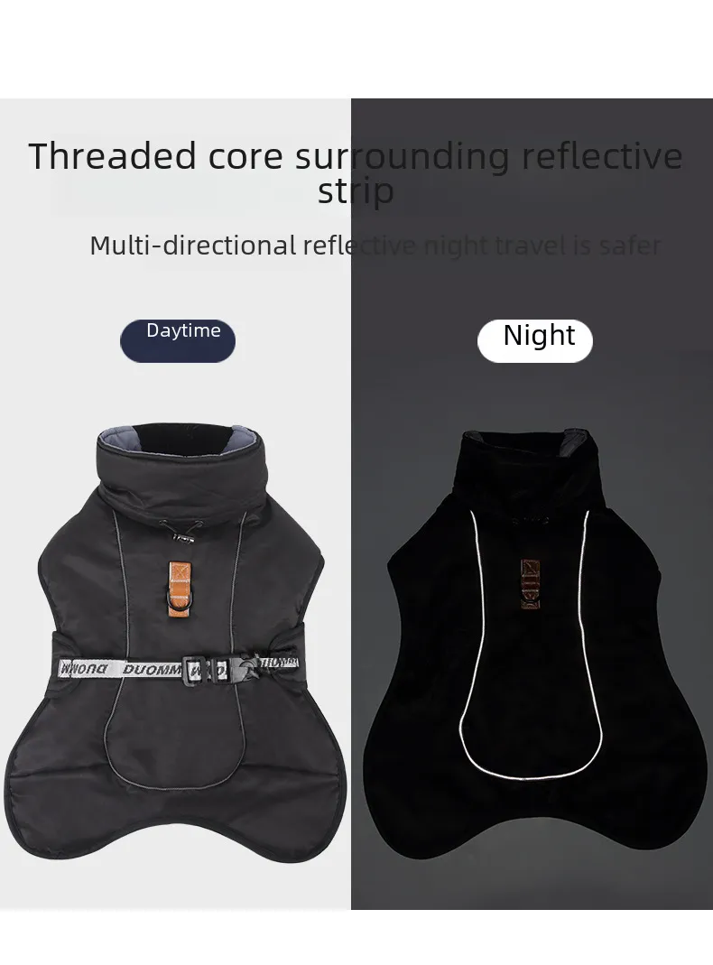 Vêtements transfrontaliers pour animaux de compagnie d'automne et d'hiver, veste réfléchissante chaude pour chien, vêtements rembourrés en coton imperméables et coupe-vent pour chien en stock en gros_voghion.com