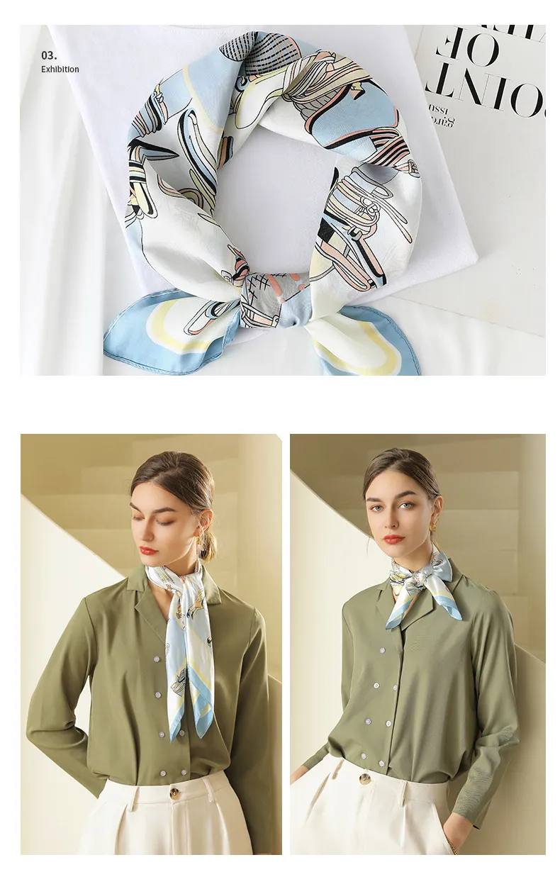 Nouveauté printemps/été 2024 pour femmes, Japon et Corée du Sud Sweet Saddle Print 70 Petit carré avec sangles de reliure Mode_voghion.com