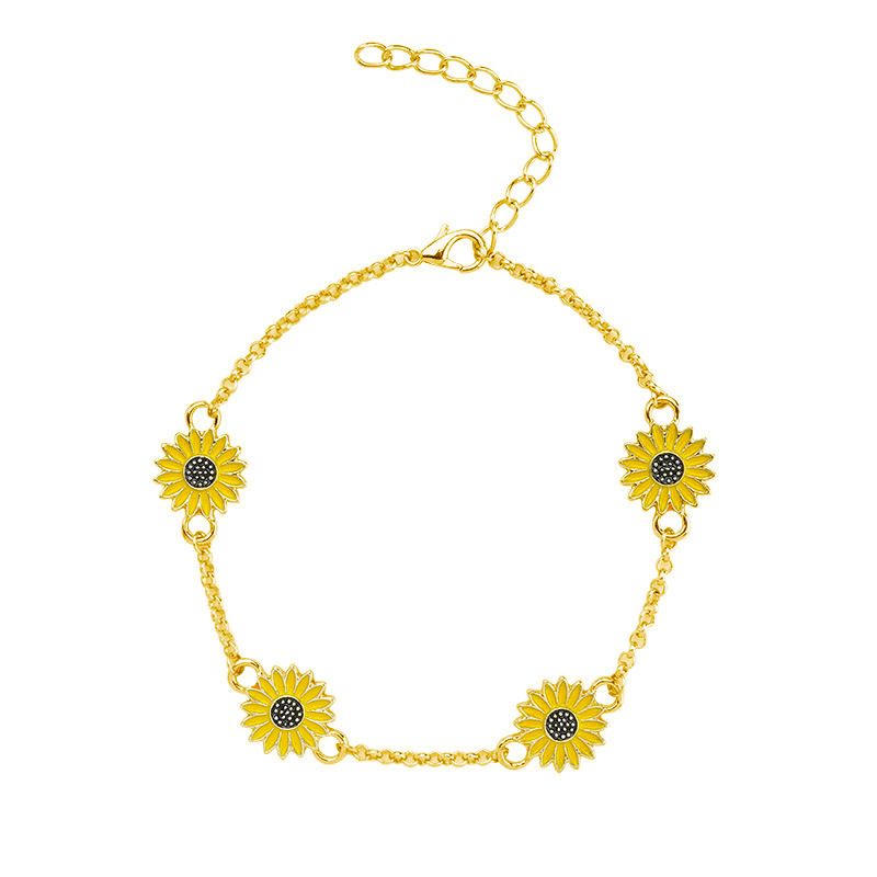 2022 neue Legierung Sonnenblumen Fußkettchen Einfache Kreative Daisy Fuß Schmuck frauen Geschenk Zubehör_voghion.com