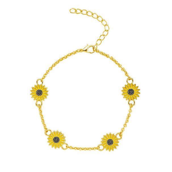 2022 neue Legierung Sonnenblumen Fußkettchen Einfache Kreative Daisy Fuß Schmuck frauen Geschenk Zubehör_voghion.com