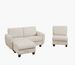 Beige White Corduroy Fabric Sofa With OTTOMAN_voghion.com