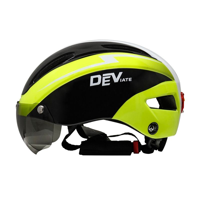 MTB-Fahrradhelm mit integriertem LED-Rücklicht, abnehmbarer Schutzbrille, Multisport-Fahrradhelm für Mountain Road Skating, leichtes, belüftetes Design_voghion.com