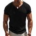 2025d American Style Summer Short Sleeve T-Shirt Linen Bamboo Loose Breathable Casual Tough Guy Men's Henley Shirt_voghion.com
