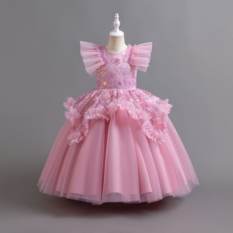 Roupas infantis Vestido de princesa High End Crianças grandes Vestido de anfitrião de jardim de infância Feminino Verão Dia das Crianças Menina Performance Vestido Saia_voghion.com