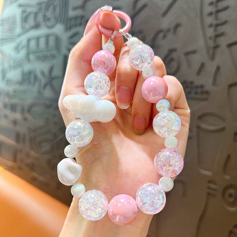 Creative New Cloud Phone Chain Keychain Exquisite Cute Dopamine Color Beaded Small Pendant_voghion.com