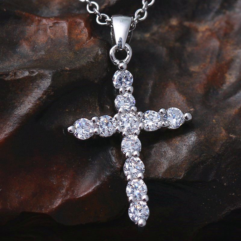 4MM Zircon Micro Pave Hip Hop Korean Style Cuban Chain Diamond Cross Necklace Jewelry_voghion.com