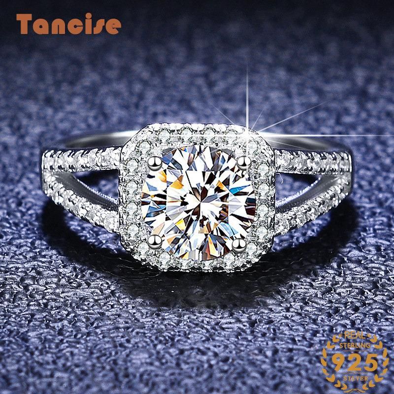 Tancise Clássico Moissanita Anel de Prata Jóias Femininas Presente de Festa de Promessa de Casamento_voghion.com