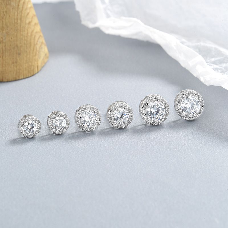 Women's Jewelry 925 Sterling Silver Round Zircon Earrings Summer New Fashion Ins All Match Ear Bone Studs Simple High End Ear Jewelry_voghion.com