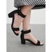 Big Size Thick Heels Women's New Retro Suede Black Round Head Open-toe Sandals_voghion.com