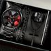 Set di orologi da uomo, orologio al quarzo da uomo in acciaio nero, a forma di ruota, con design di alta qualità e bracciale alla moda._voghion.com