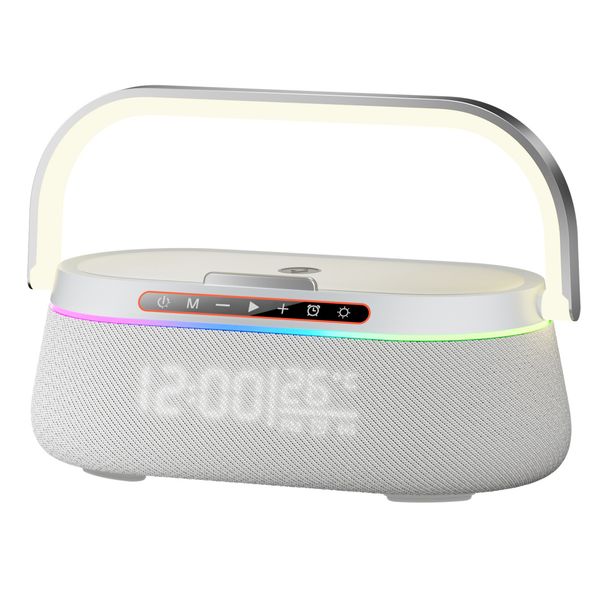 Commercio estero Vendita calda Tutto in uno Caricabatterie wireless LED colorato Orologio da tavolo intelligente Sveglia Altoparlante portatile Bluetooth_voghion.com