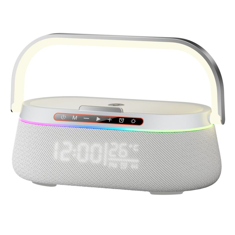 Dış Ticaret Sıcak Satış Hepsi Bir Arada Kablosuz Şarj Cihazı Renkli LED Akıllı Masaüstü Saat Çalar Saat Taşınabilir Bluetooth Hoparlör_voghion.com