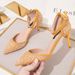 Women's Pumps style pointed toe high heels, feminine rhinestone stiletto heels, summer fashion fairy style one-strap sandals_voghion.com