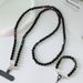Zwarte ronde kraal gepersonaliseerde ophangkoord, lange ketting, geen gat clip kaart, diagonaal dragen mobiele telefoon hanger voor_voghion.com