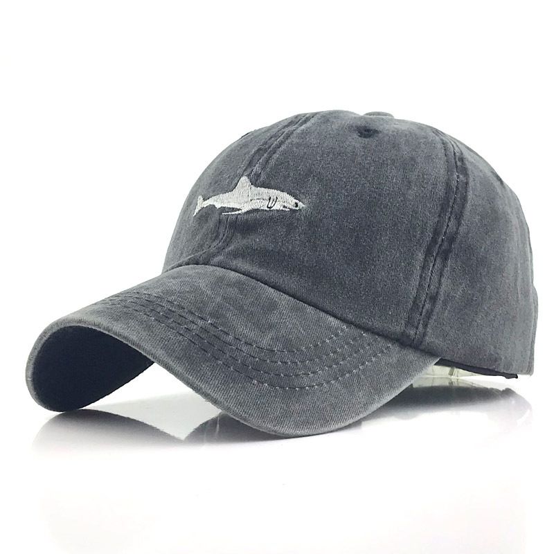 ed Shark Embroidery Baseball for Women Men Curved Strapback Snapback Dad Summer Fish Sun Hip Hop Hat Cap_voghion.com