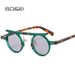SO&EI Fashion Small Round Punk Sunglasses Women Retro Clear Ocean Gradient Lens Shades UV400 Men Double Color Rivets Sun_voghion.com