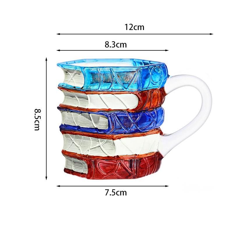 Painted Coffee High Borosilicate Artificial Painting Novelty Book Cup Mug_voghion.com