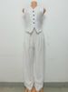 Damenbekleidung Retro Einfarbig Einreihige Weste Weste Zweiteiliges Set Hohe Taille Weite Beinhose Modeanzug_voghion.com