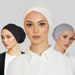 Women's Hijab solid color bottoming hat comfortable breathable hat modal cotton forehead cross two way turban hat_voghion.com