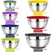 20 Mixing Bowls With Sealed Lids, 304 Stainless Steel Metal Set Bowls, Anti Slip Colored Silicone Bottom, Sizes 7, 3.5, 2.5, 2.0, 1.5, 1, 0.67QT, Perfect For Mixing, Baking, And Service_voghion.com