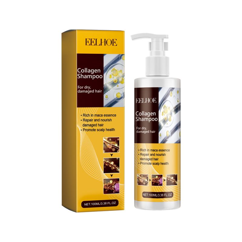 Shampooing au collagène prévient la chute des cheveux, traitement contre la casse, nourrit les racines, élimine les frisottis, lisse et éclaircit les cheveux, 100 ml_voghion.com
