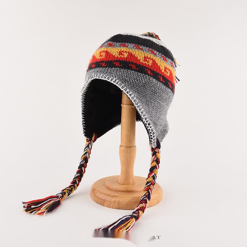 Colorful Braided Knitted Children's Autumn and Winter Warm Ear Protection Handmade Crochet Yarn Pilot Lei Feng Hat Male_voghion.com