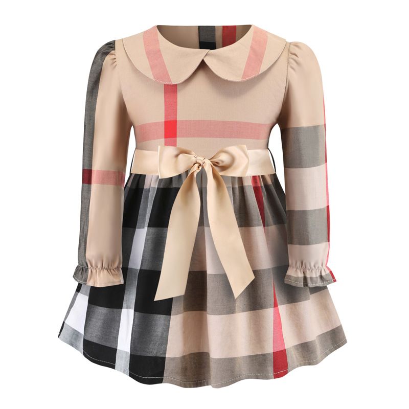 Robe à carreaux pour filles, tenue de princesse pour enfants de petite et moyenne taille, printemps et automne, 2024_voghion.com