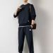 Completo sportivo casual versatile semplice da uomo in pile a nido d'ape, comodo e ampio, due pezzi, stile autunno inverno_voghion.com