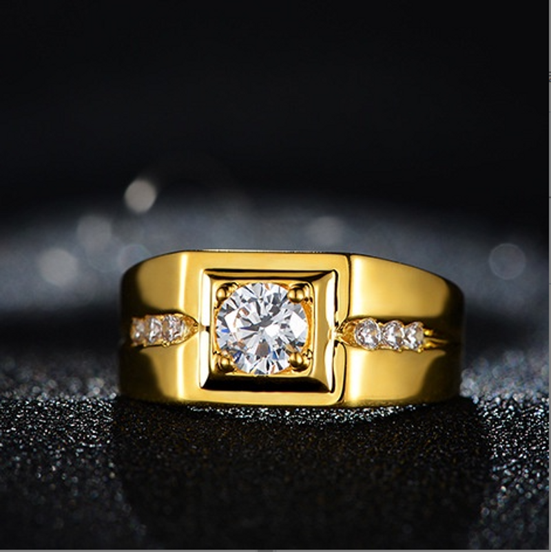Vergulde ring heren dominante open ring simulatie diamanten ring sieraden maat verstelbaar_voghion.com