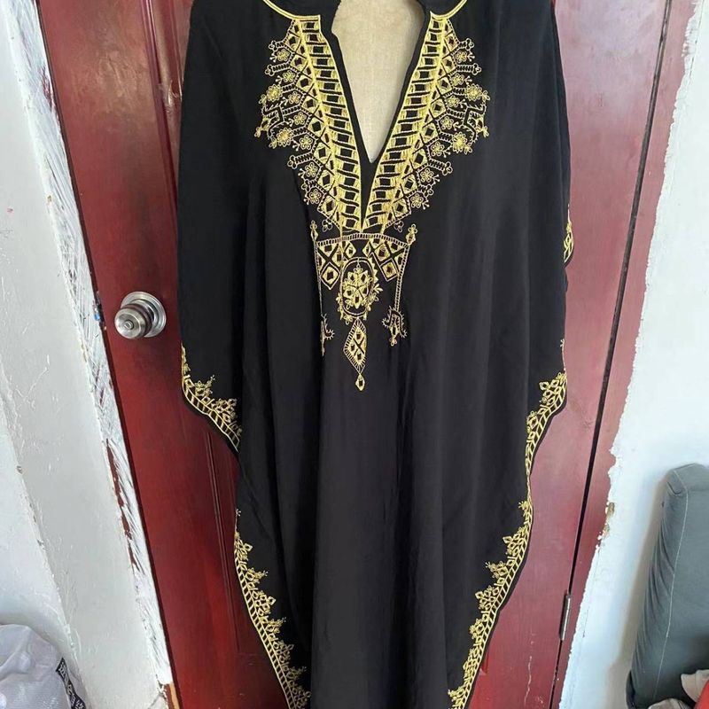 Kadın Giyim Plaj Örtüsü Rayon İşlemeli Tatil Bornozu Dik Yaka Elbise_voghion.com