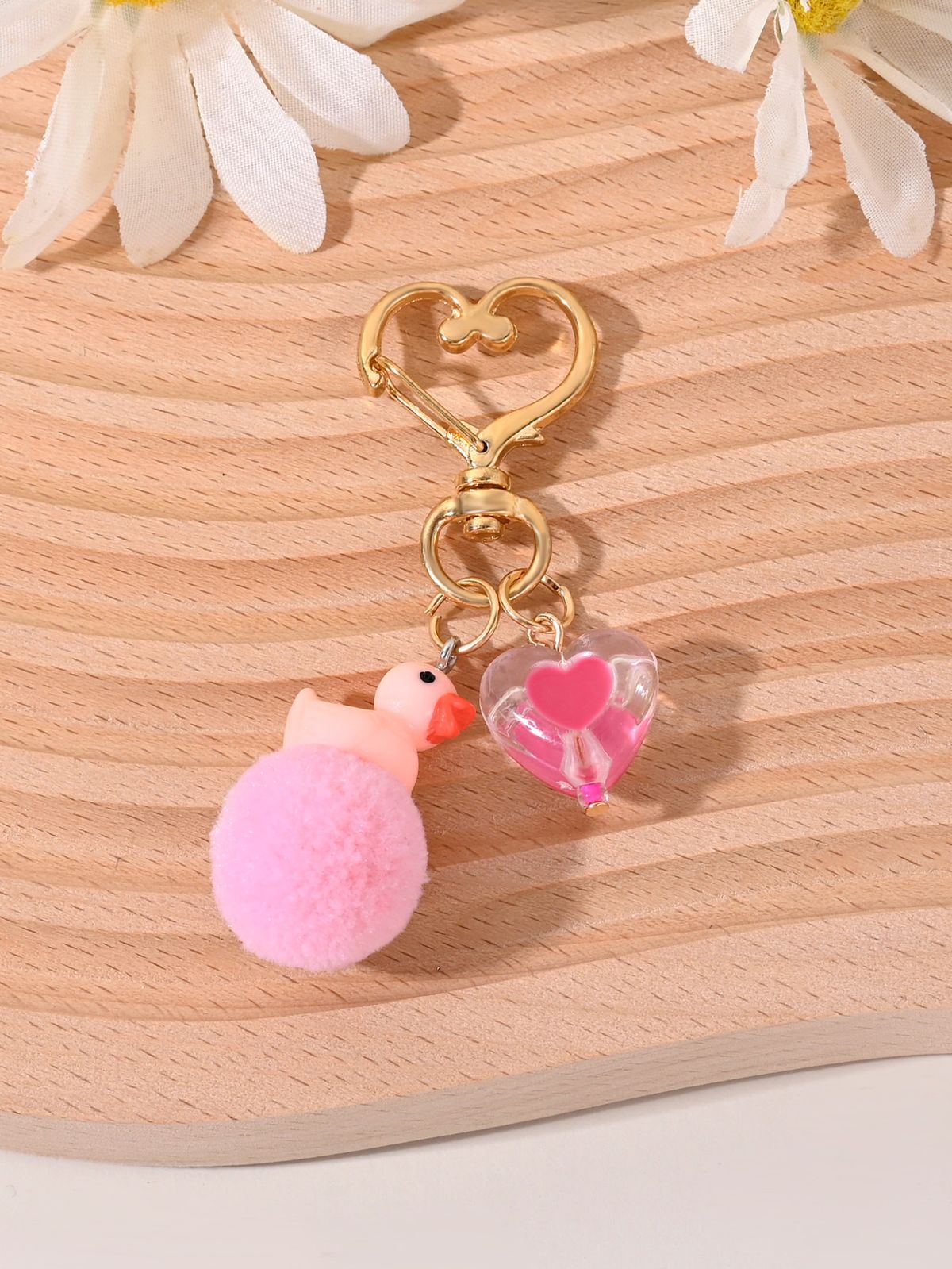 Little Duck Heart Daisy Keychain Cartoon Cute Backpack Handbag Phone Pendant_voghion.com