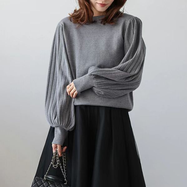 Women's Long Sleeve Thermal T-Shirt – Soft Rabbit Wool Blend For Layering (Grey, Round Neck, Textured Fabric, One Size Fits Most)_voghion.com