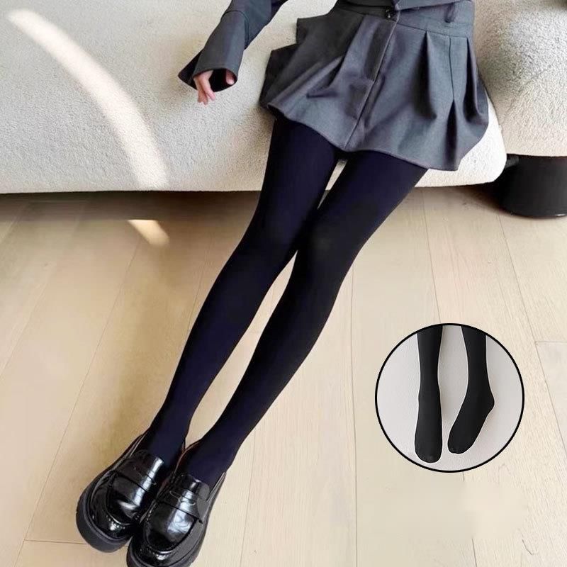 Collant neri spessi snellenti, foderati in pile per donna, autunno e inverno, leggings antiscivolo_voghion.com
