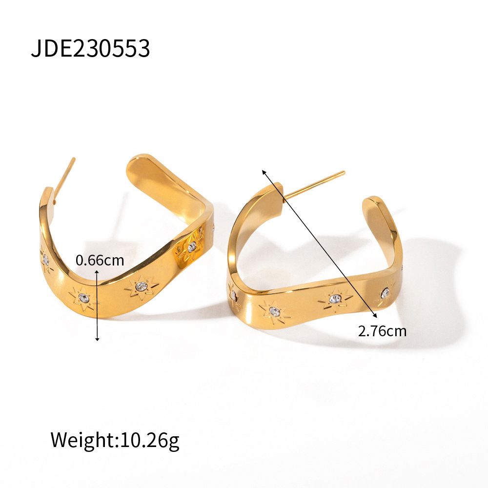 Orecchini in titanio INS stile francese, orecchini in acciaio inossidabile dorato alla moda e versatili_voghion.com