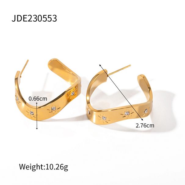 Orecchini in titanio INS stile francese, orecchini in acciaio inossidabile dorato alla moda e versatili_voghion.com