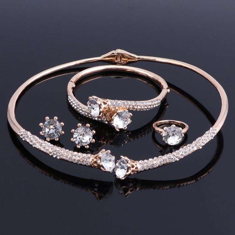 Set di gioielli in cristallo color oro di Dubai per le donne set di gioielli con bracciale da sposa nigeriano_voghion.com
