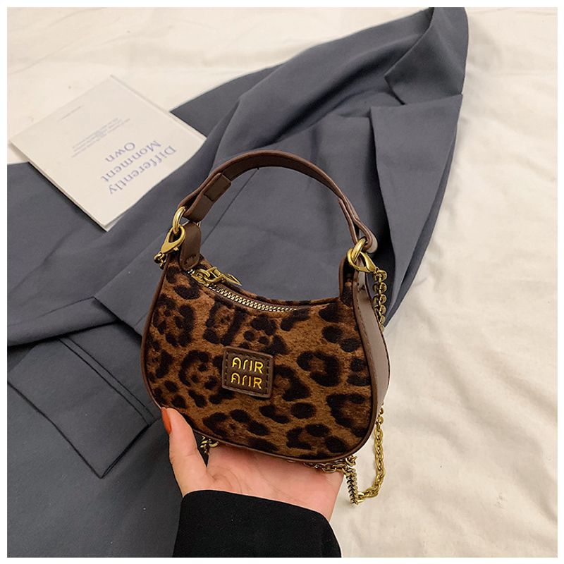 Mini bolsa transversal feminina com estampa de leopardo - bolsa fofa com alça de corrente para meninas e mães (acessório combinando para mãe e filha)_voghion.com