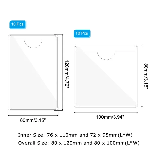 20/30 pochettes autocollantes transparentes pour fiches de bibliothèque, avec ouverture sur le dessus (réf. 250414)_voghion.com