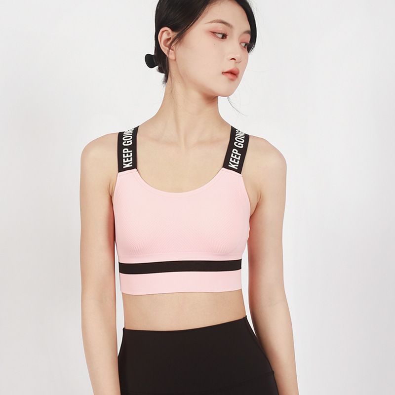 Women's Sports Casual Inner Wear Fitness Running Ribbon Letter Print Beautiful Back Yoga Bra_voghion.com