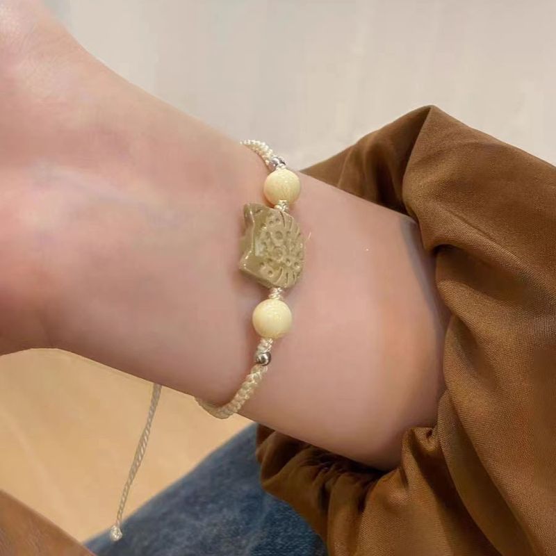 Katzenperle für Mädchen, Paarstil, Ein Paar Keramikarmbänder, Süßes Geburtstagsgeschenk für die beste Freundin, Elastisches Seilarmband_voghion.com