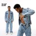 Herrenbekleidung Neue Produkte Hong Kong Style Retro Kurze Jeansjacke Gerade Lose Jeans Set Trendy_voghion.com