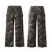 Pantaloni cargo funzionali da paracadutista mimetici americani unisex, larghi, dritti, con coulisse e elastico in vita, lunghi_voghion.com