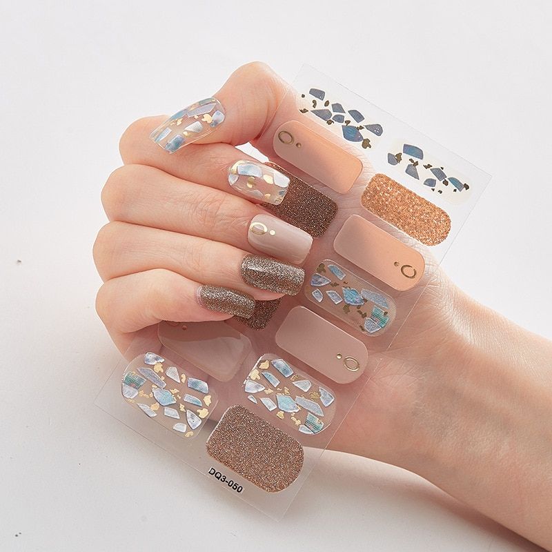 Semi-cured Nails Art Fashion Culoare Solidă Manichiură Decal Uv Led Lampă Necesar Gel Nail Stickers Decorare 2024_voghion.com