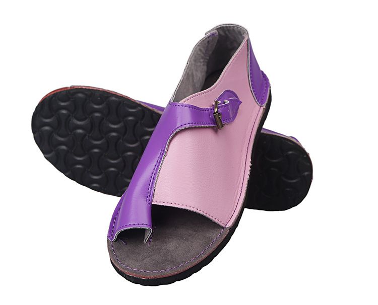 2022 Women's Large Sandals With Flat Bottom Buckle And Round Toe Cuffs_voghion.com
