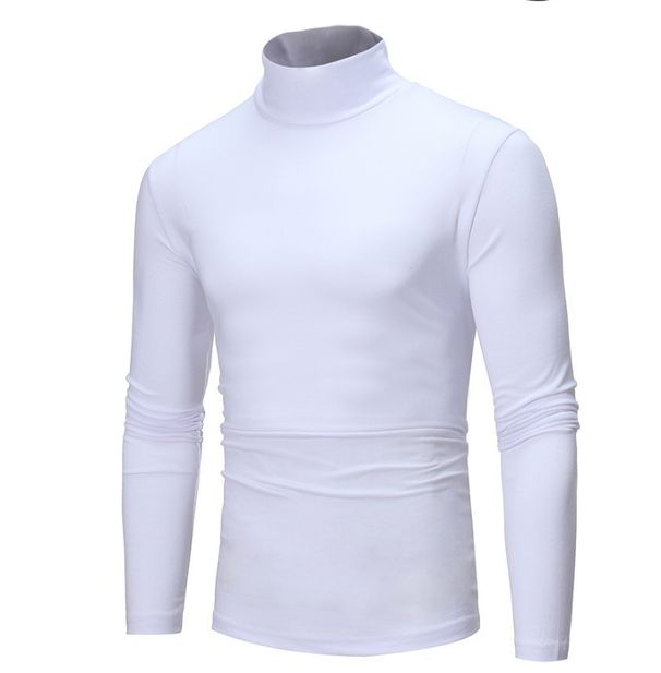 Men's Solid Color Turtleneck T-Shirt For Male Autumn Spring Casual Long Sleeve Basic Bottoming Shirt For Men Slim-Fit Tops_voghion.com
